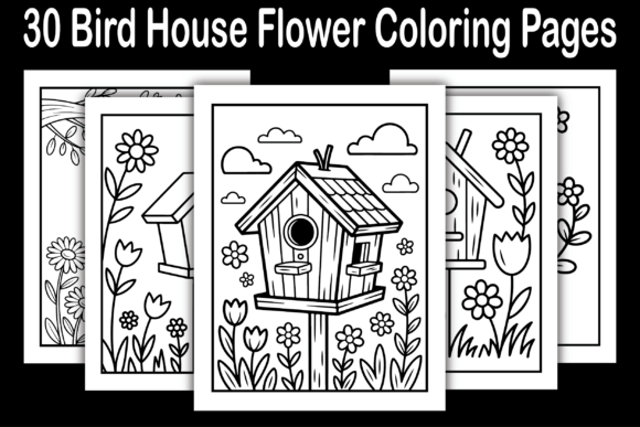 30 Bird House Flower Coloring Pages Graphics