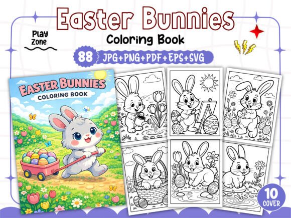 Adults Easter Bunnies Coloring Pages Graphics