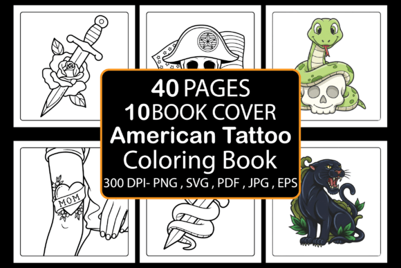 American Tattoo Coloring Book: Graphics & Coloring Pages