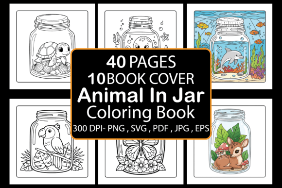 Animal in Jar Coloring Pages: A Graphic Design Asset Review