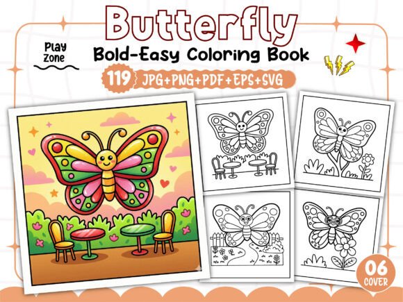 Bold and Easy Butterfly Coloring Pages: Graphics & Coloring Pages