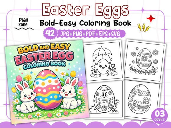 BOLD and EASY EASTER EGGS Coloring Pages & Graphics
