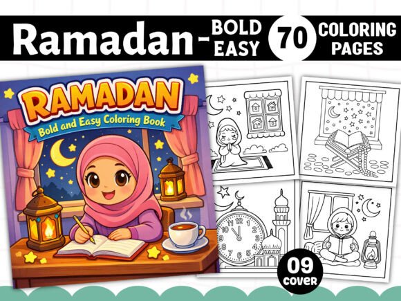 Bold and Easy Ramadan Coloring Book: Graphics & Coloring Pages