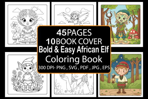 Bold Easy African Elf Coloring Pages & Graphics