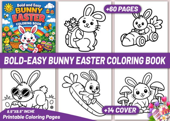 BOLD EASY BUNNY EASTER Coloring Pages & Graphics