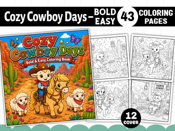 Bold Easy Cozy Cowboy Days Coloring Book