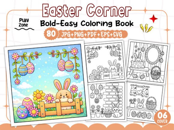 Bold Easy Easter Corner Coloring Pages Graphics
