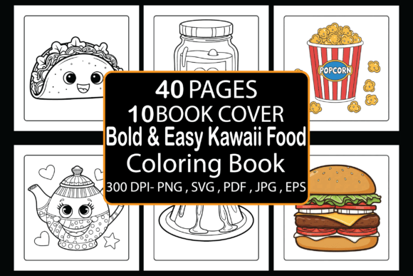 Bold Easy Kawaii Food Coloring Book