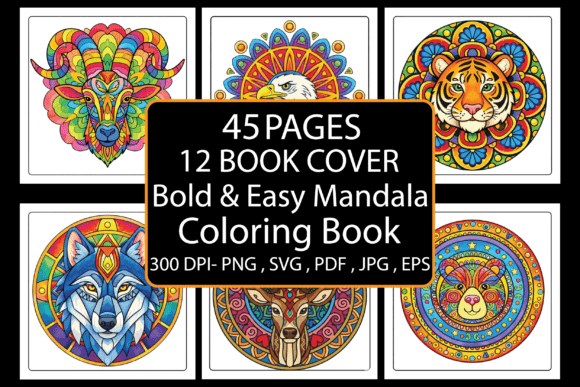 Bold Easy Mandala Coloring Pages & Graphics