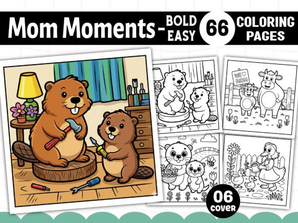 Bold Easy Mom Moments Coloring Pages & Graphics