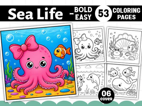 Bold Easy Sea Life Coloring Pages Graphics