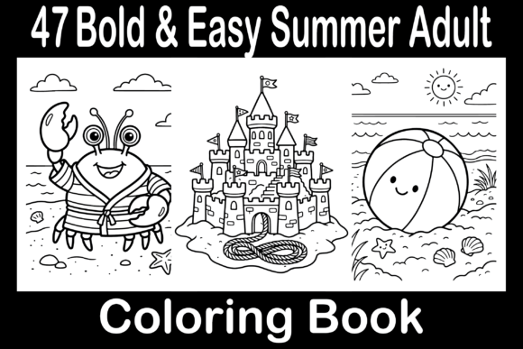 Bold Easy Summer Adult Coloring Pages & Graphics