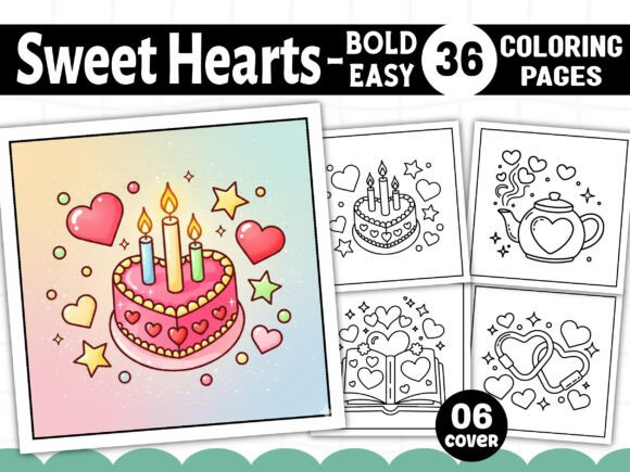 Bold Easy Sweet Hearts Coloring Pages Graphics