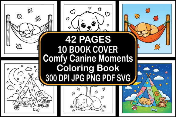 Comfy Canine Moments Coloring Book: Graphics & Coloring Pages