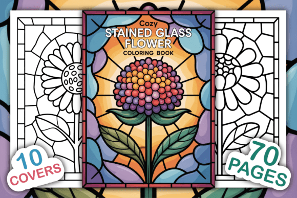 Cozy Stained Glass Flower Coloring Pages Graphics