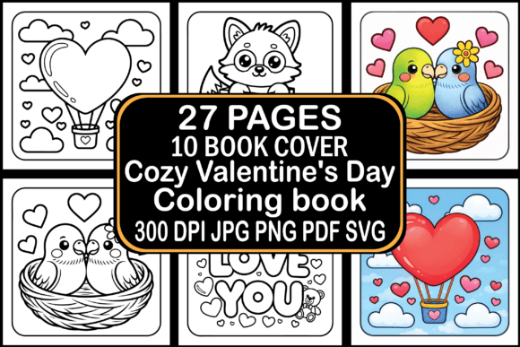 Cozy Valentine’s Day Coloring Book Graphics