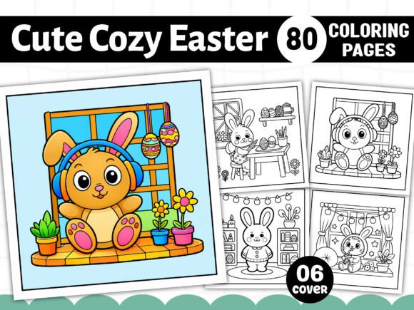 Cute Cozy Easter Coloring Pages & Graphics