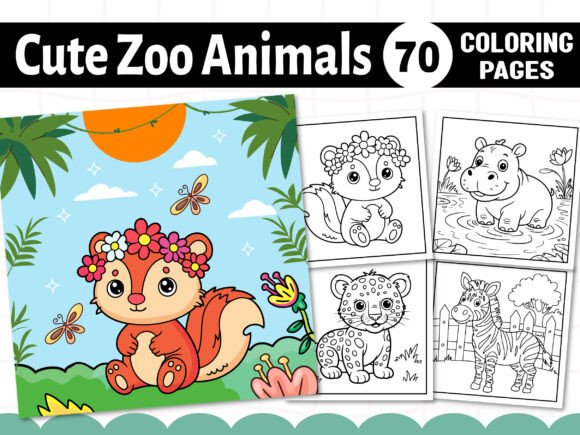 Cute Zoo Animals Coloring Pages Graphics