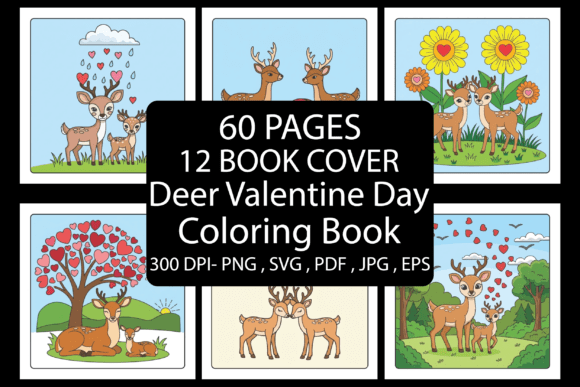 Deer Valentine Day Coloring Book