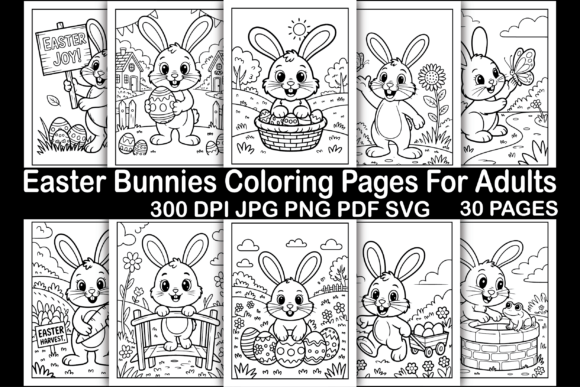 Easter Bunnies Coloring Pages Graphics
