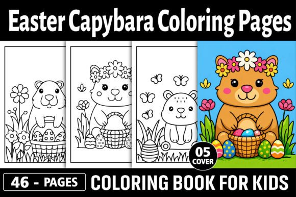 Easter Capybara Coloring Pages Graphics