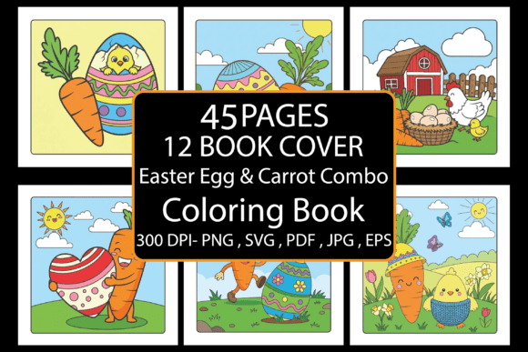 Easter Egg Carrot Combo Coloring Pages & Graphics