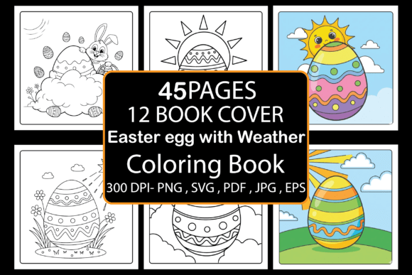 Easter Egg with Weather Coloring Pages Graphics