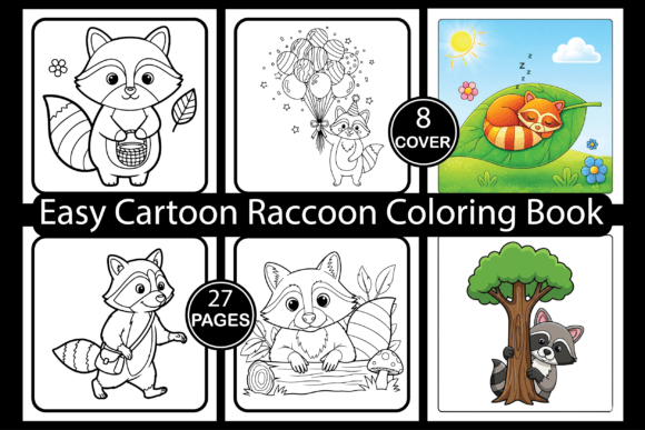 Easy Cartoon Raccoon Coloring Pages & Graphics
