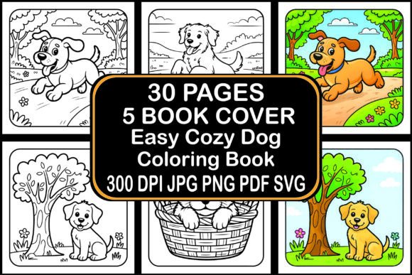 Easy Cozy Dog Coloring Book: Graphics & Coloring Pages