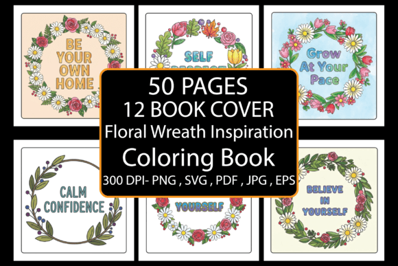 Floral Wreath Inspiration Coloring Pages & Graphics