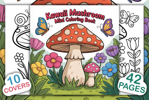 Kawaii Mushroom Mini Coloring Book: Graphics & Coloring Pages