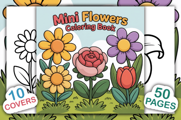 Mini Flowers Coloring Book: Graphics & Coloring Pages