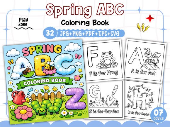 Spring ABC Coloring Pages Graphics