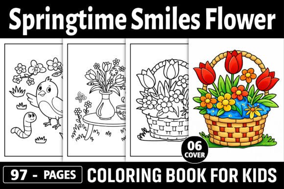 Spring Time Smiles Flower Coloring Pages