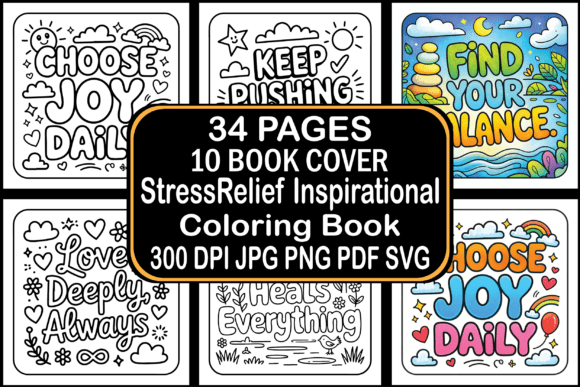 StressRelief Inspirational Coloring Pages Graphics
