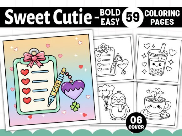 Sweet Cutie Bold and Easy Coloring Book: Graphics & Coloring Pages