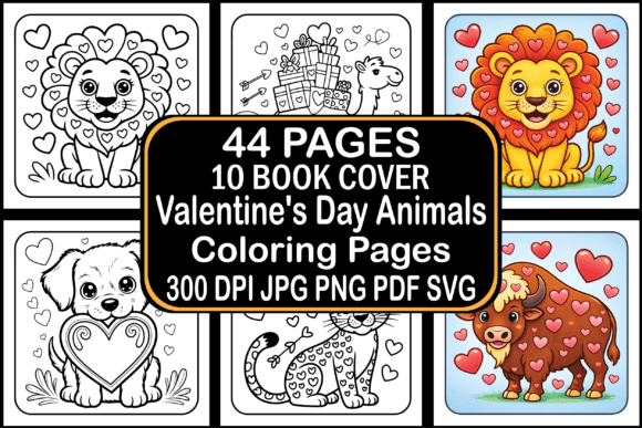 Valentine’s Day Animals Coloring Pages Graphics