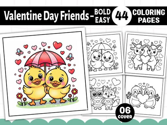 Valentine’s Day Friends Coloring Pages Graphics