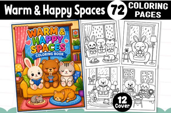 Warm Happy Spaces Coloring Book - Kids: Graphics & Coloring Pages